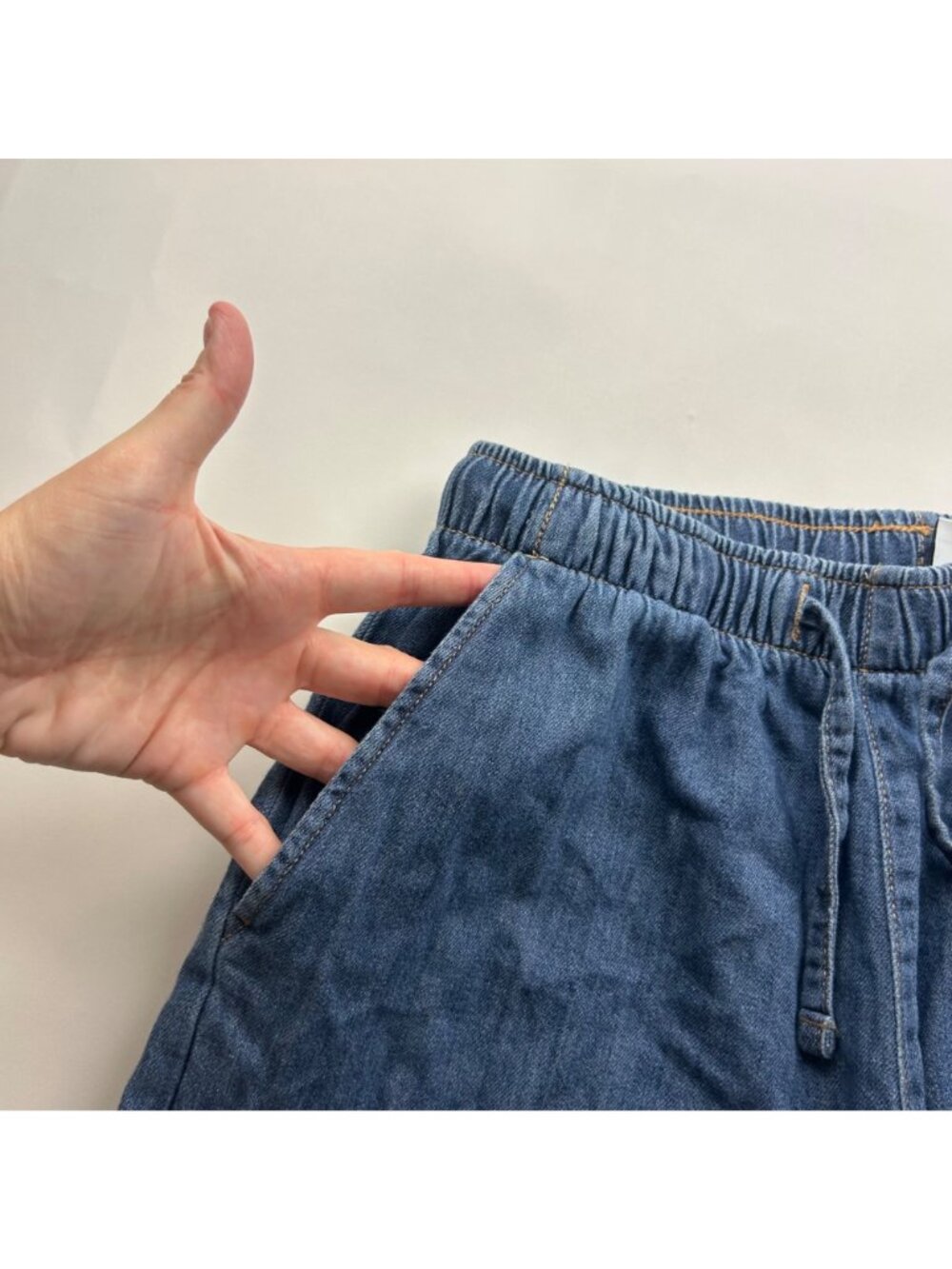 Stradivarius Dark Wash Denim Wide Leg Pull On Pants M - Picture 3 of 7